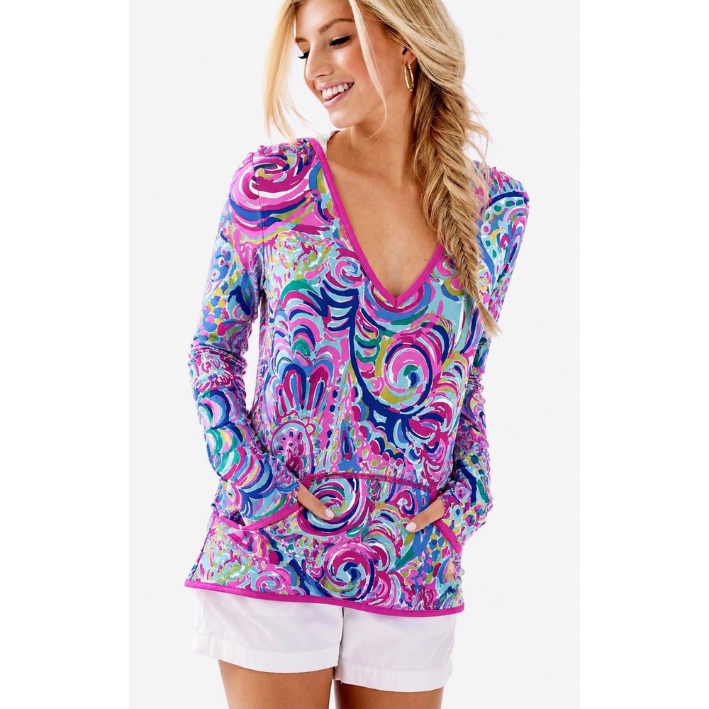 Lilly Pulitzer Hoodie Gabi Psychedelic Sunshine Pink Multicolor Small